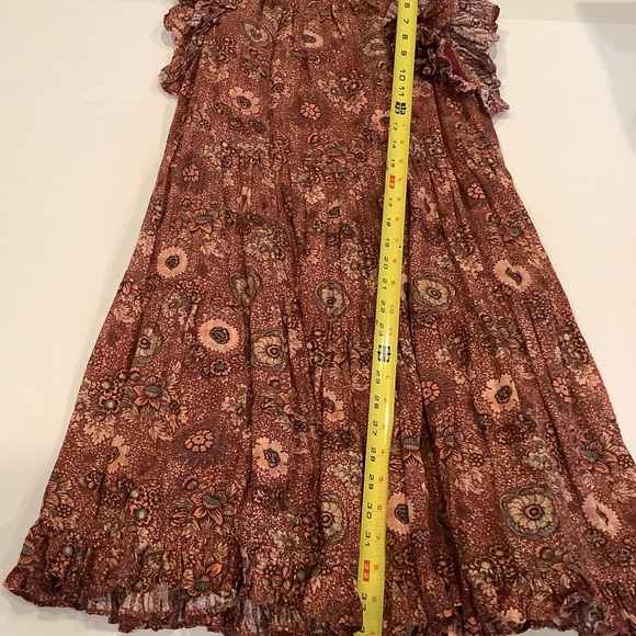 Ulla Johnson Dress Size 2 Burnt Orange Floral Print Short Flutter Sleeves - Picture 7 of 13